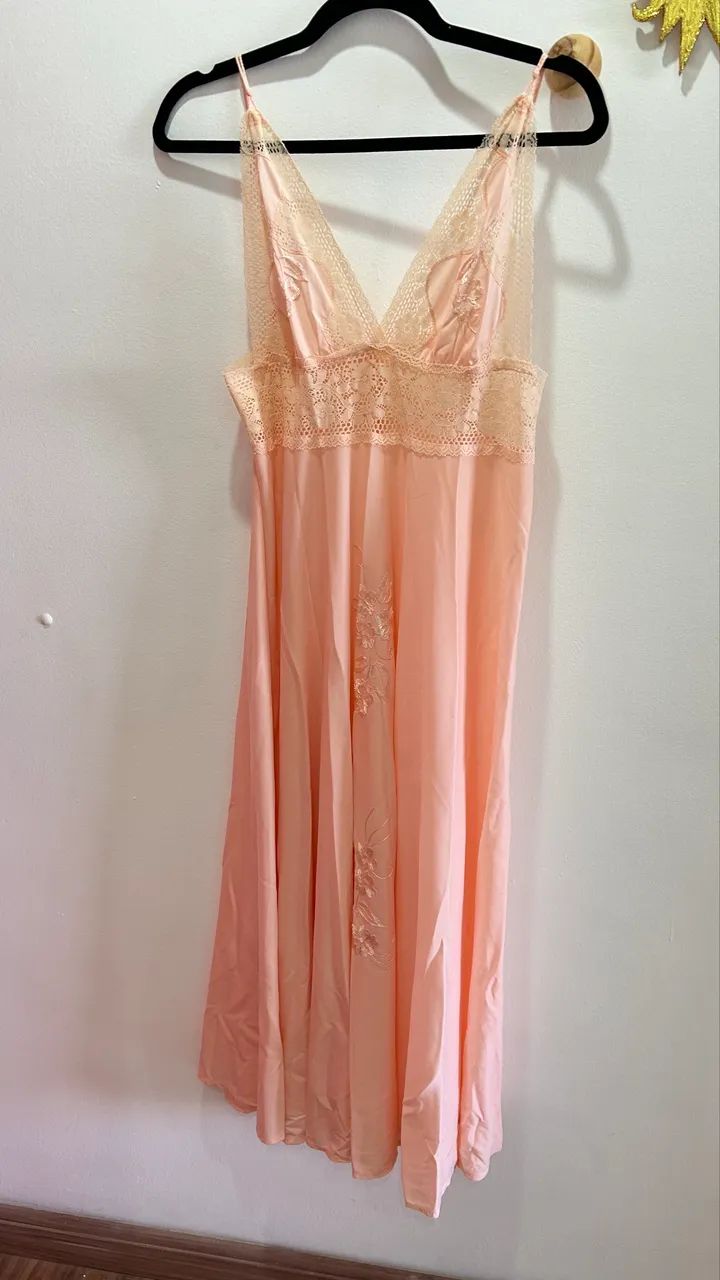 Conjunto de camisola mais penhoar vintage - Foto 4