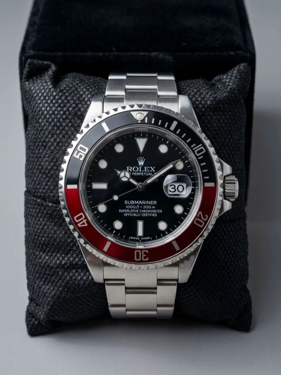 Relógio rolex modelo coca cola, com catraca giratória, feicho duplo 