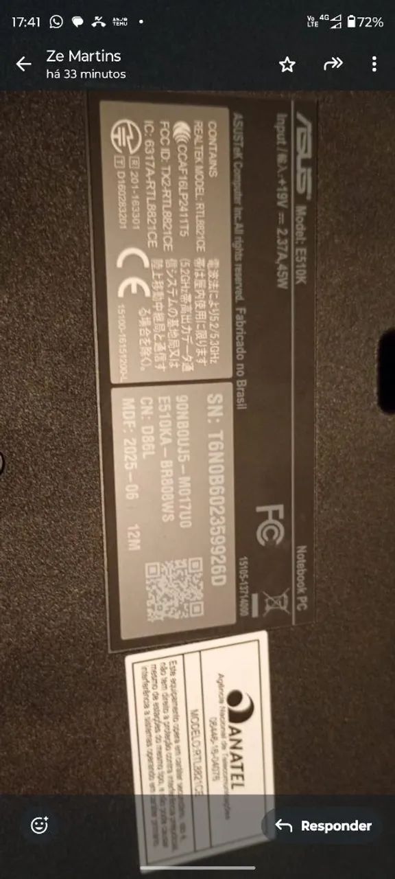 Notebook Asus Semi-Novo  - Foto 4