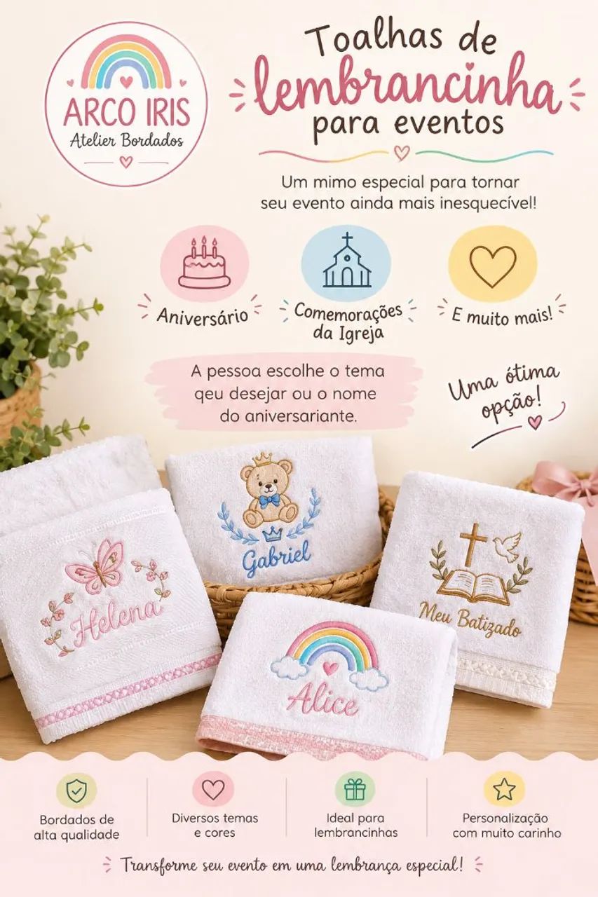 TOALHAS DE LEMBRANCINHA PARA EVENTOS
