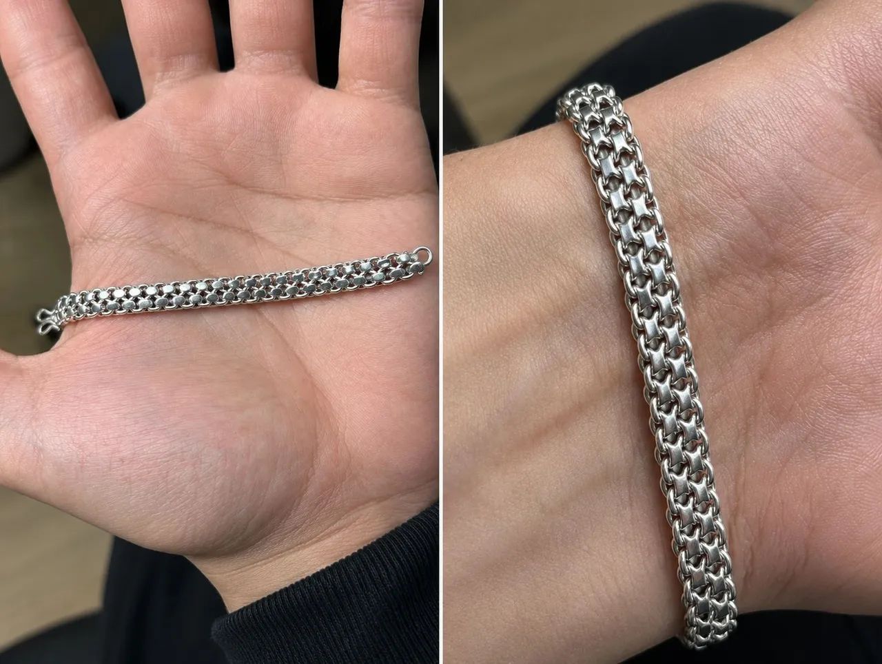 Pulseira dupla face prata