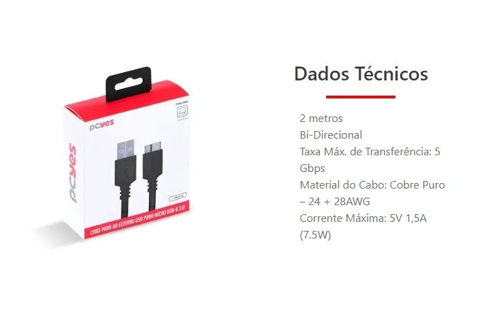Cabo Para Hd Externo Usb 3.0 Macho Para Micro Usb B - 3 Metros - Loja Coimbra Computadores - Foto 5