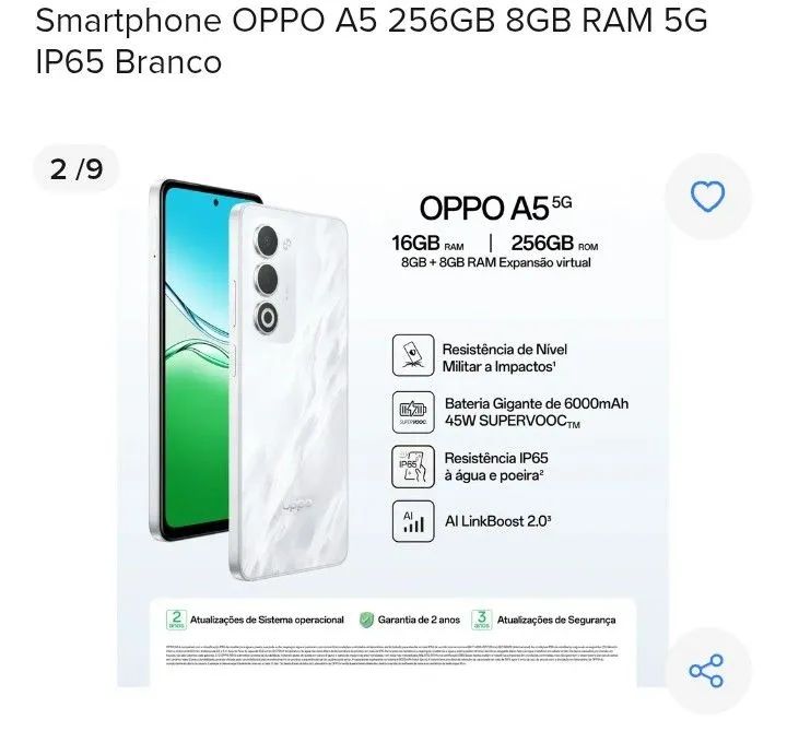 celular oppo A5 256gb - Foto 2