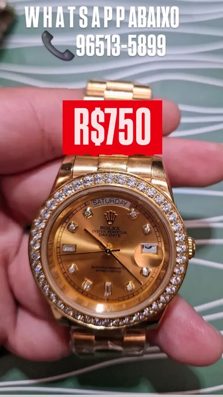 Relógio ROLEX AUTOMÁTICO DAY - DATE COM PEDRAS CRAVEJADAS - Foto 2