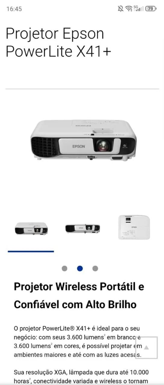 Projetor Epson PowerLite X41+ em ótimo estado  - Foto 5