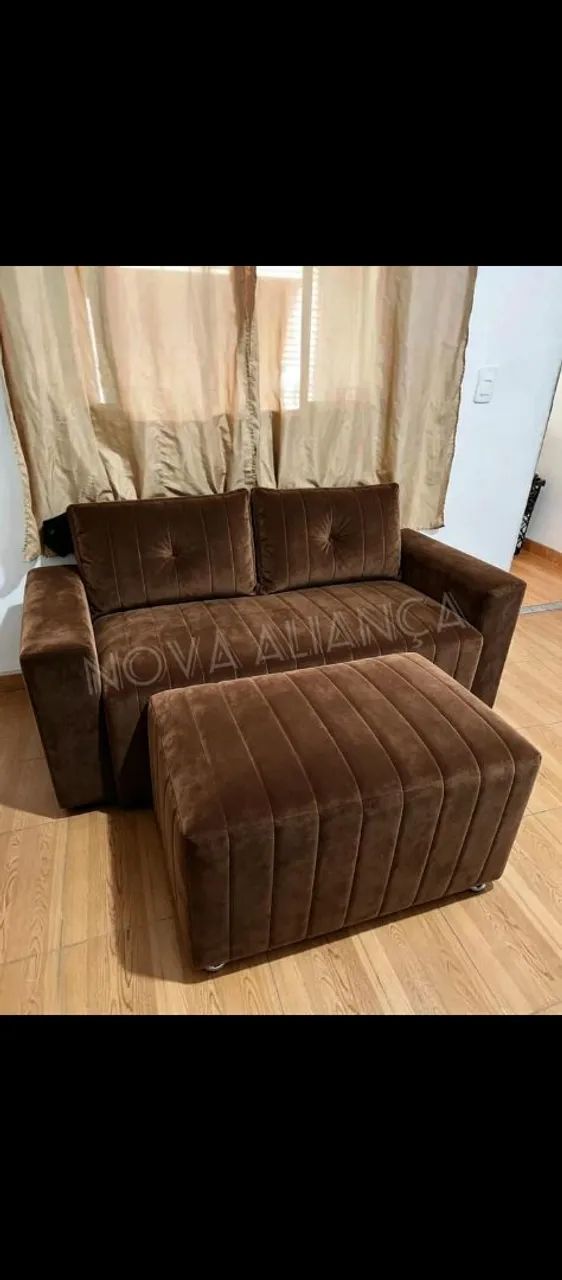 Sofá 2 lugares detalhado+ puff grande  - Foto 4