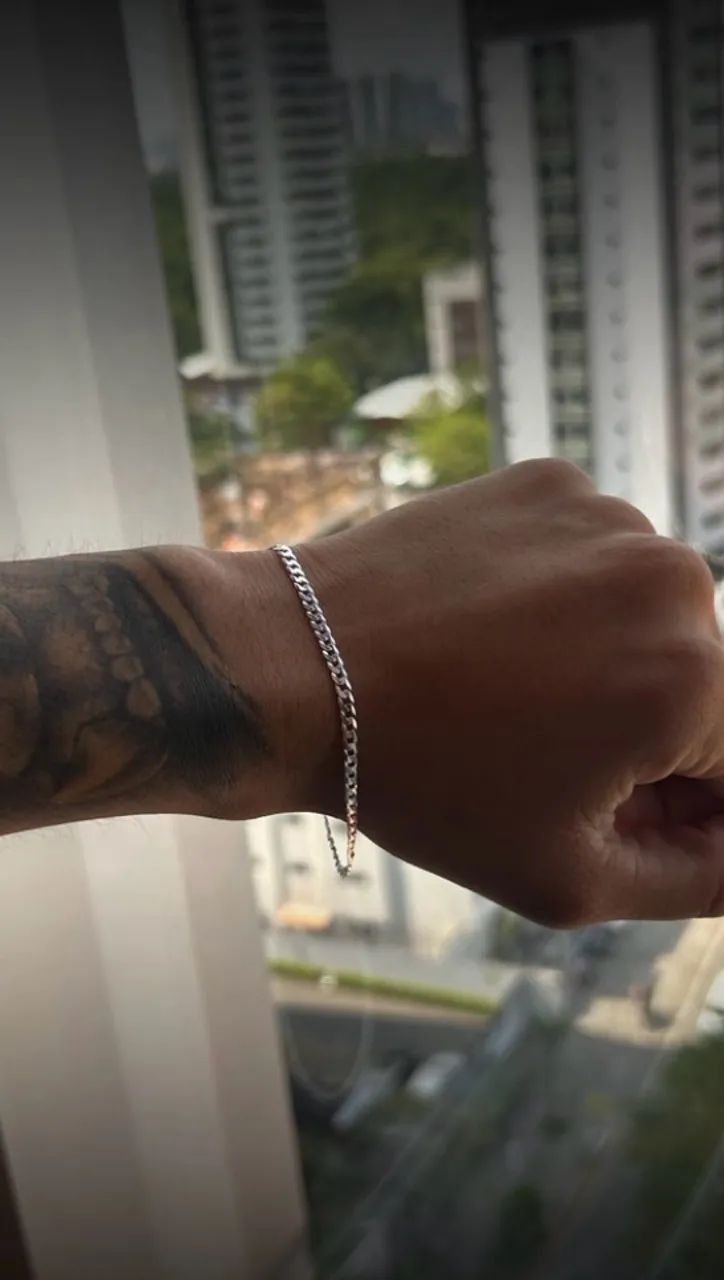 Pulseira de prata 3mm | 21cm grumet - Foto 2