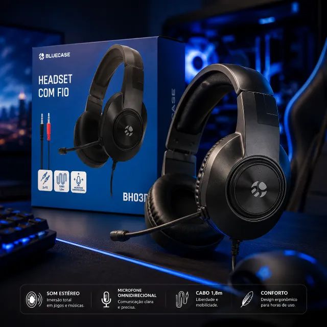 FONE COM MICROFON HEADSET BH03B - PRETO BLUECASE - Foto 2