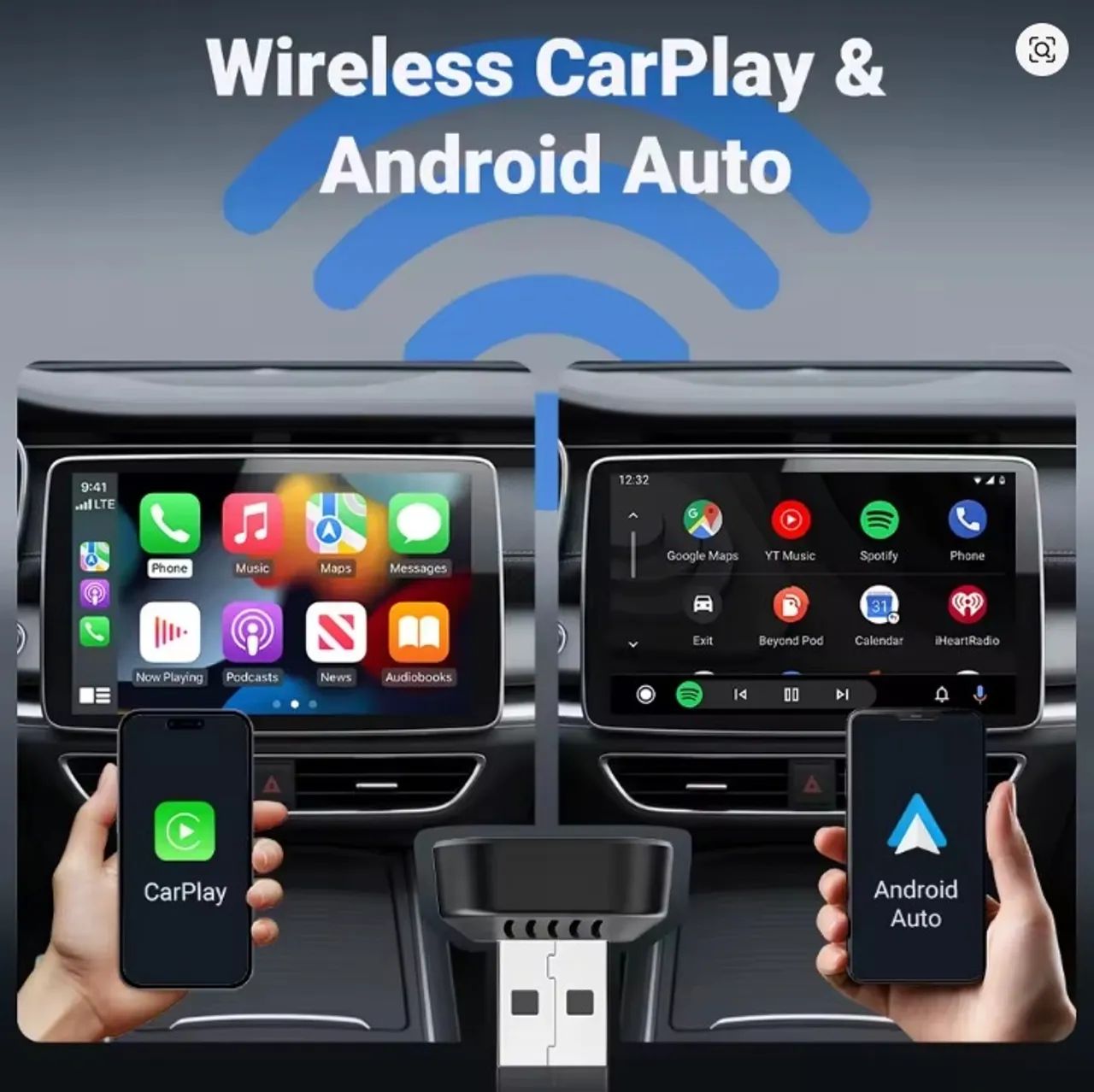 Adaptador Wireless 2 em 1 para CarPlay e Android Auto USB com Plug and Play - Foto 3