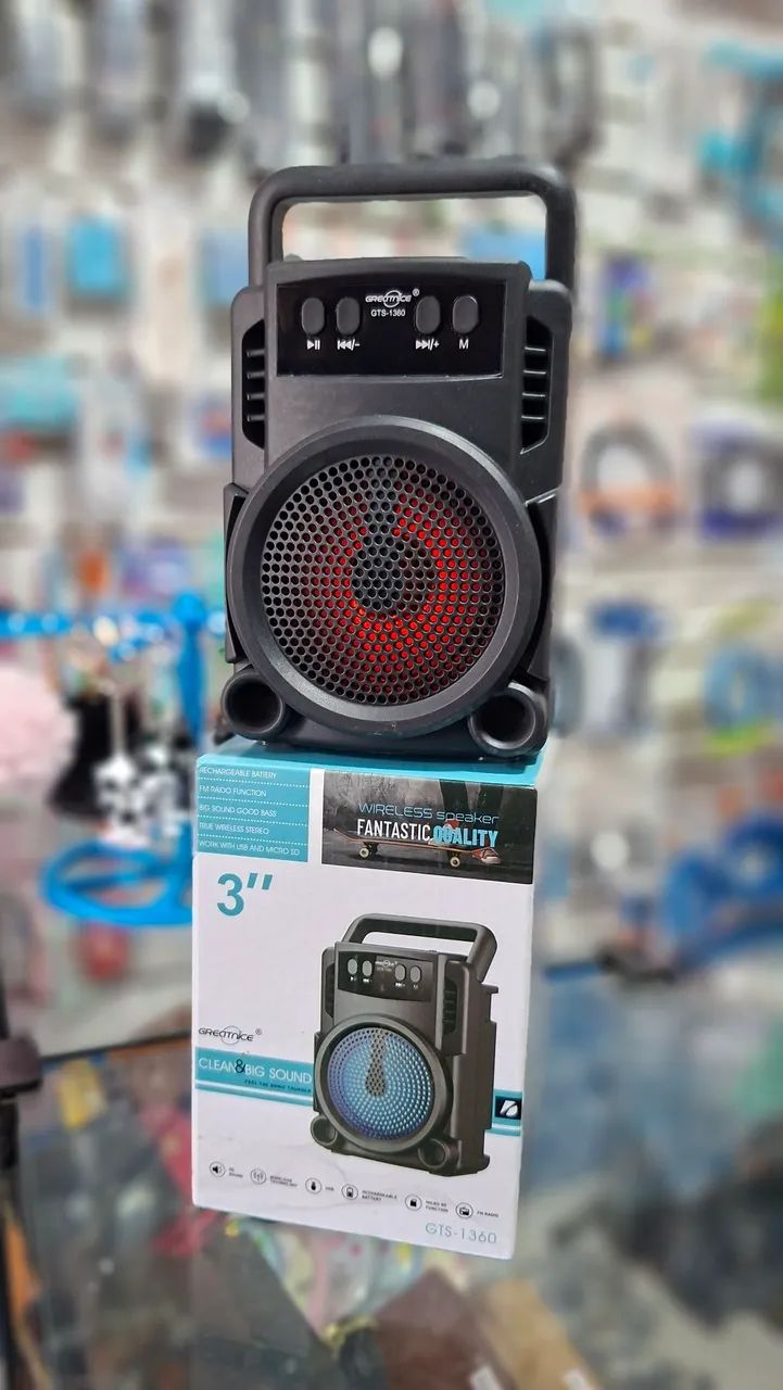 Caixa de som Bluetooth com rádio FM
