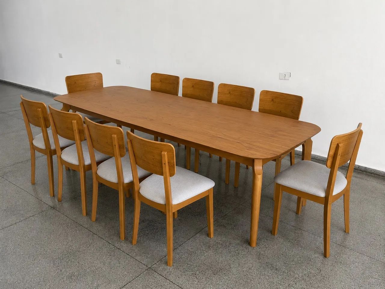 MESA DE JANTAR 270x110 COM 10 CADEIRAS 100% Madeira