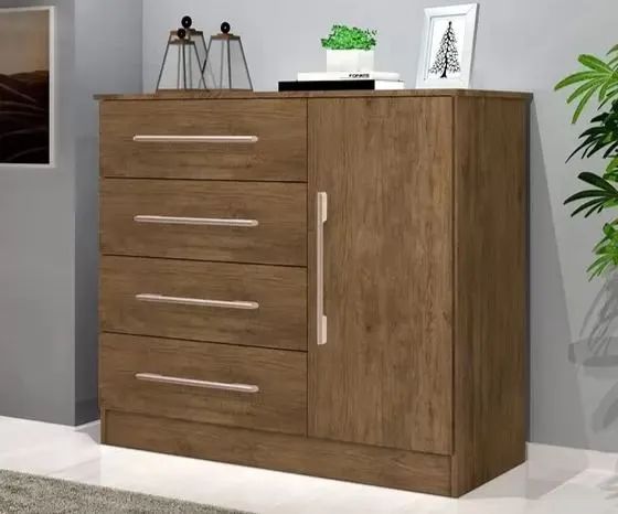 Cômoda Sapateira C/ 1 Porta e 4 Gavetas Malibu New - JA (ENTREGA IMEDIATA)