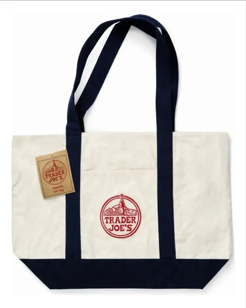 Bolsa ecobag tote canvas trader joes marinho - Foto 3