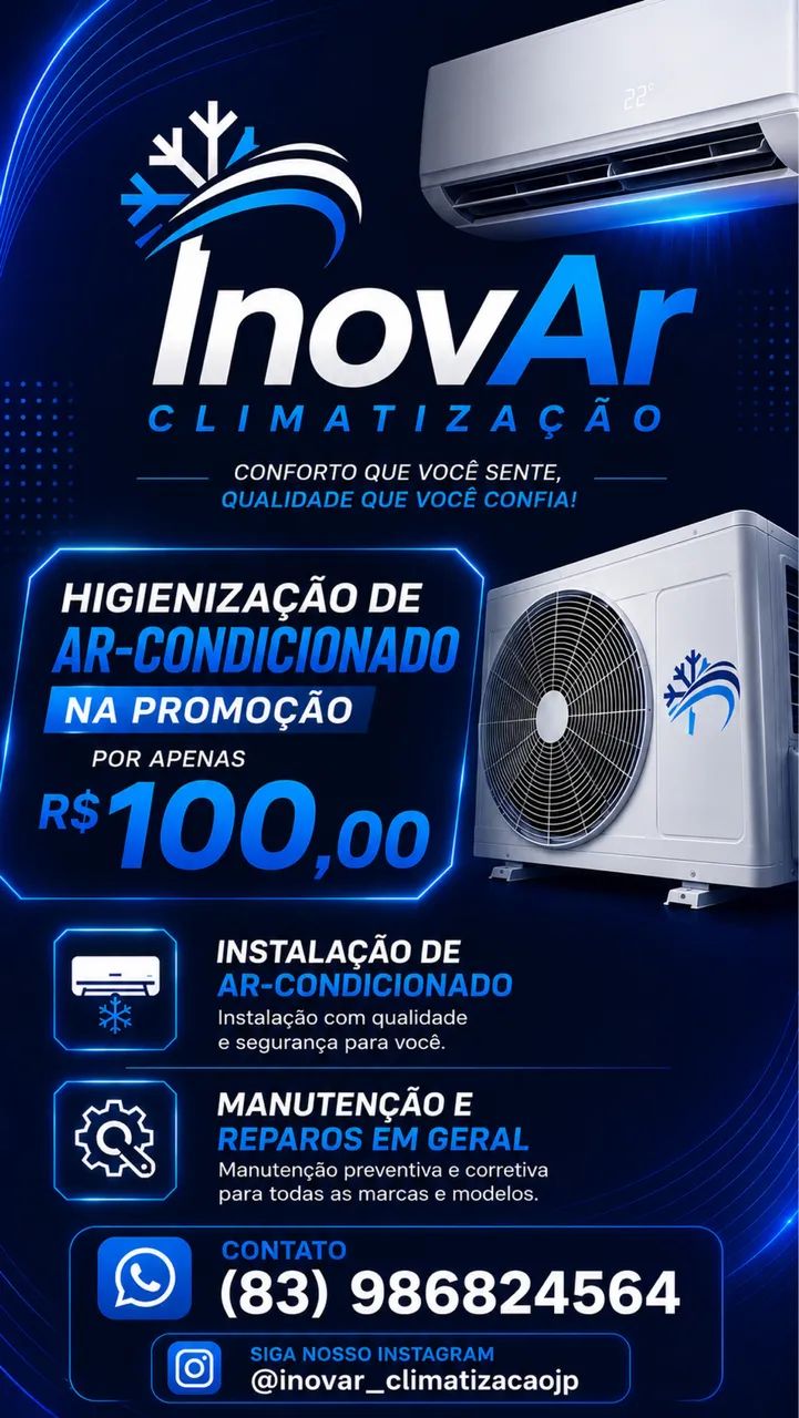 Higienização de ar-condicionado $100