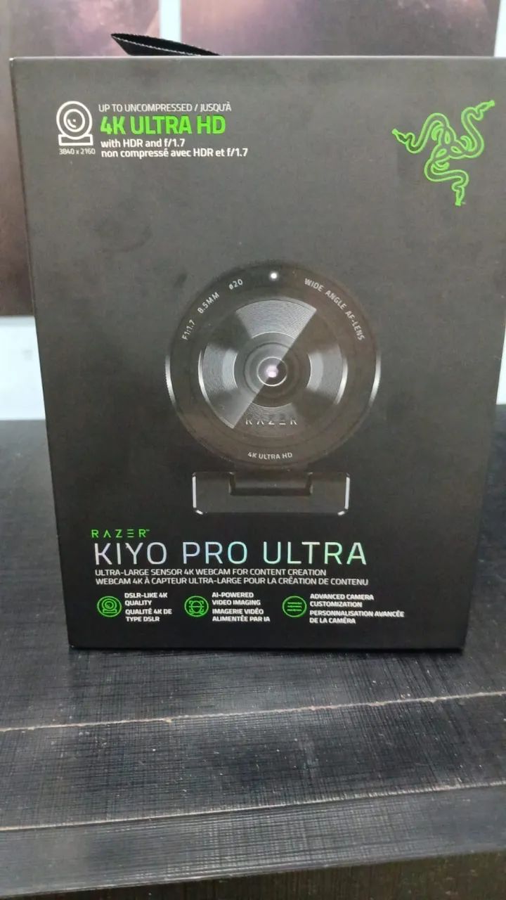 Webcam Razer Kiyo Pro Ultra 4K - Lacrada na Caixa, para sair rápido 