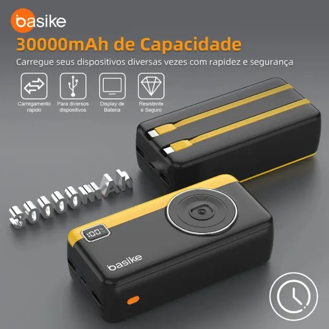 Power Bank Basike 30000mAh Preta - Foto 3