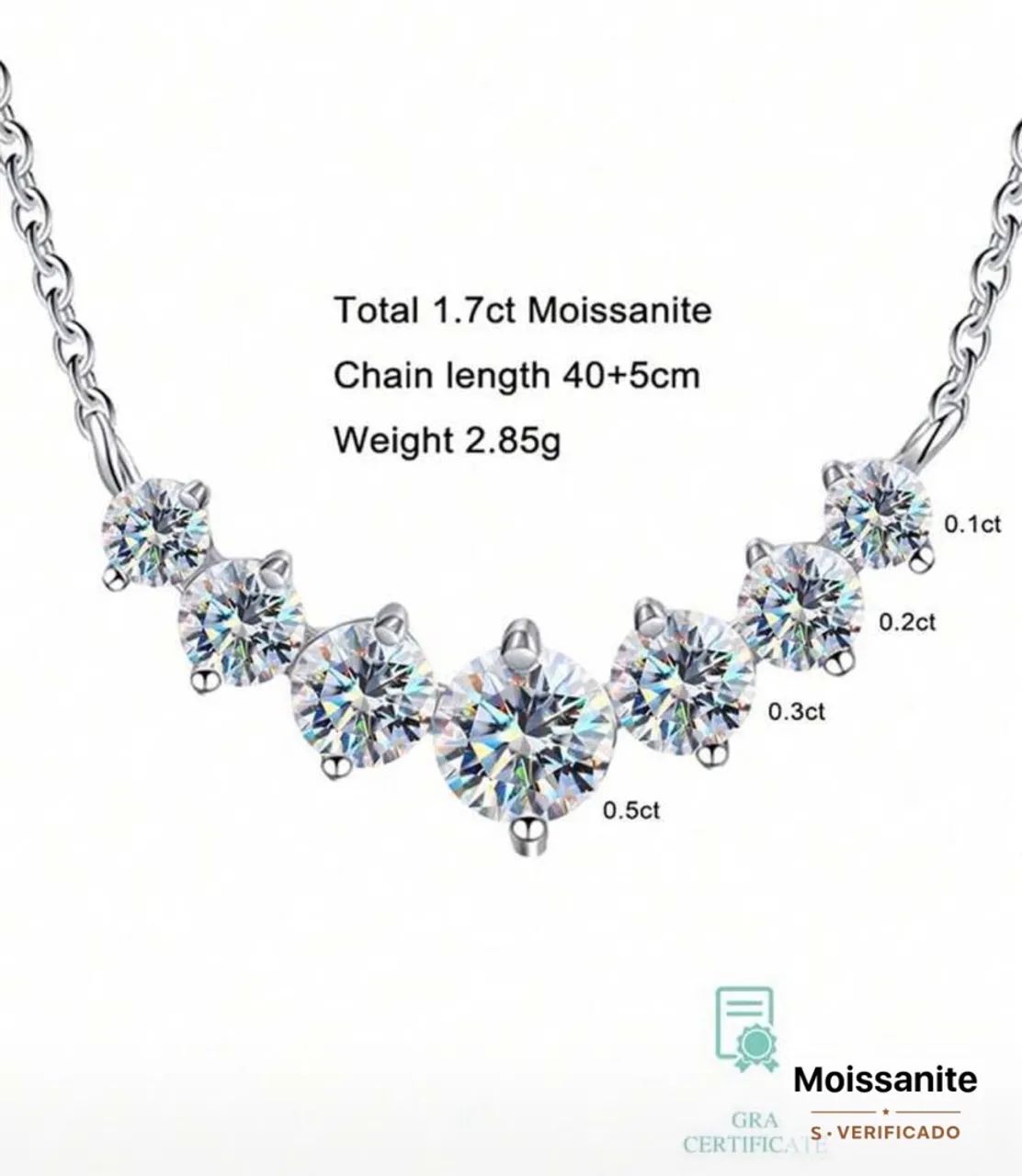 Colar de Moissanite prata 925 - Foto 4