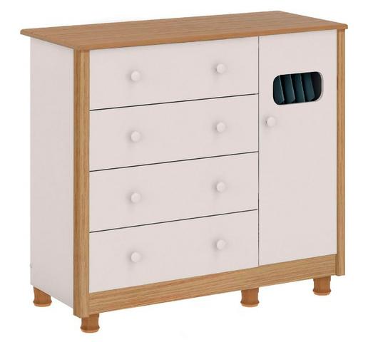 Frete Grátis - Cômoda Infantil 4 Gavetas 1 Porta - Léo *NOVO