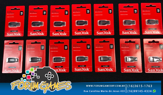 Pendrive de 16GB e 32GB Original da Sandisk 