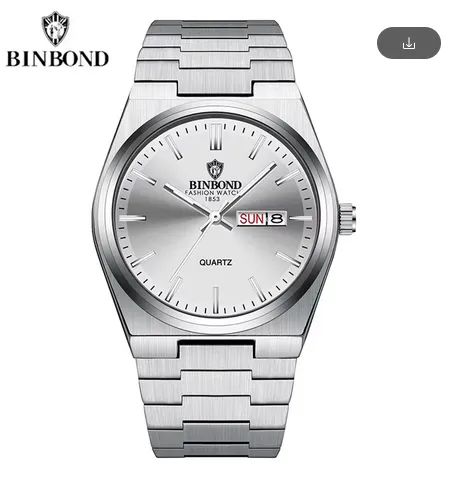 Relógio masculino de aço inoxidável dourado Binbond - Foto 3
