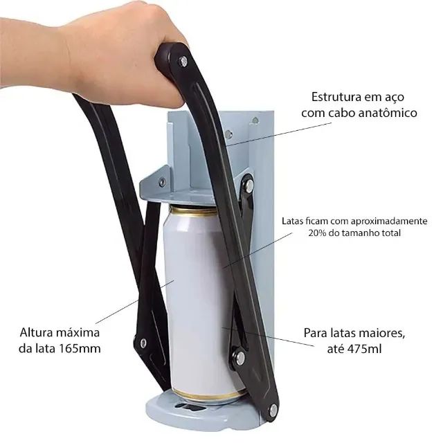 Amassador De Latinha Latão Cerveja Com Abridor 475ml - Foto 2