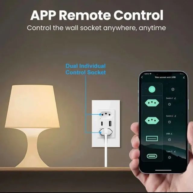 Tomada Dupla Wifi Com Integração Alexa E Google Usb Usb-c - Foto 5