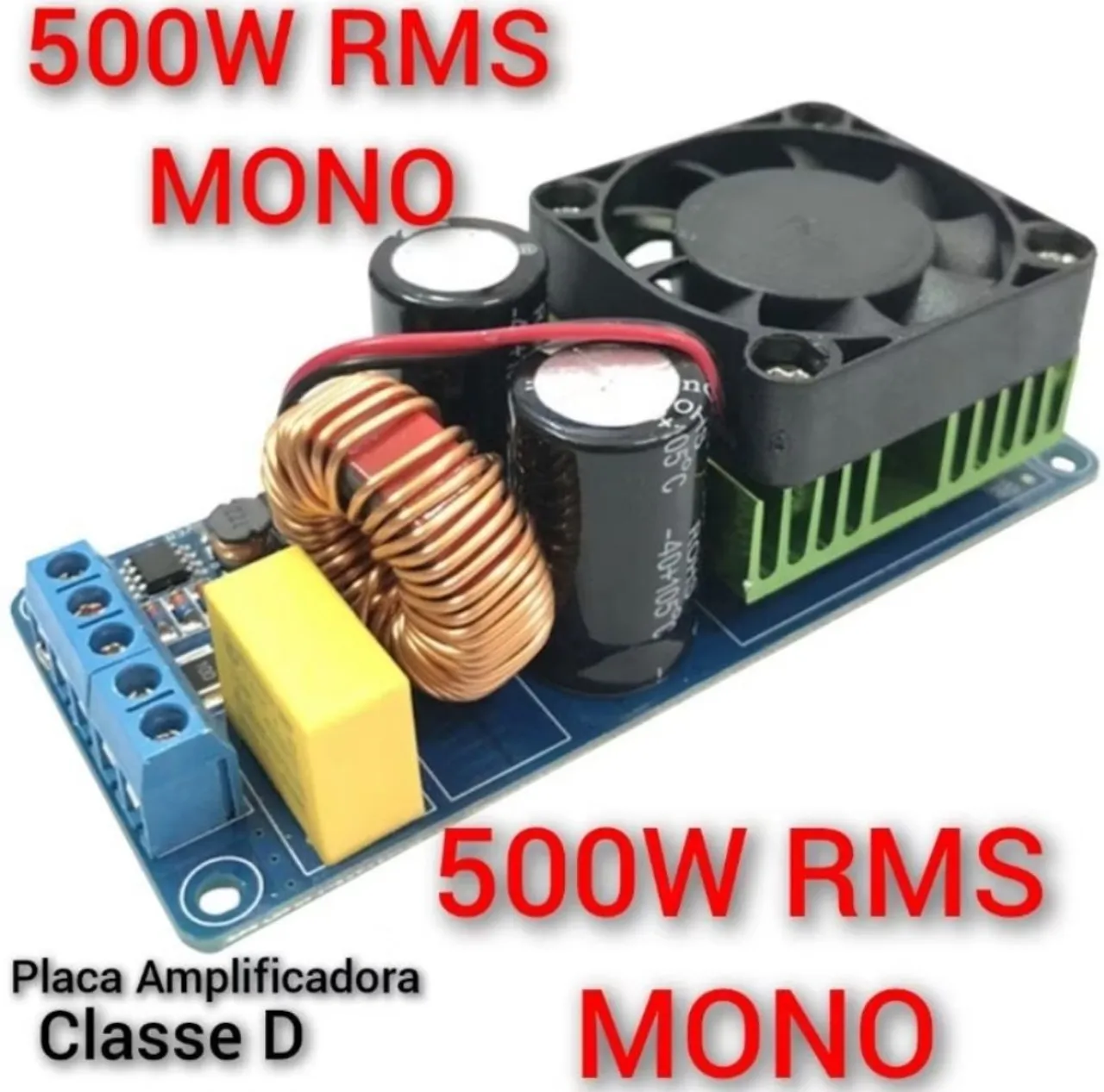 Amplificador de Áudio Digital 500W RMS Mono Classe D HiFi IRS2092s Alta Potência