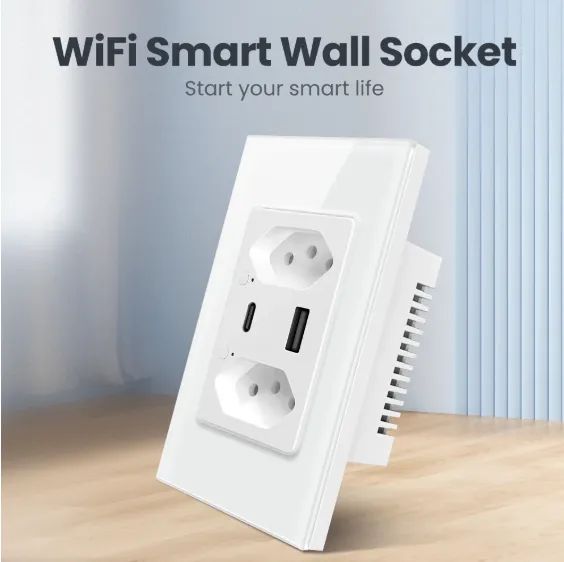 Tomada dupla inteligente + USB, Wi-fi, compatível com Alexa - Foto 2