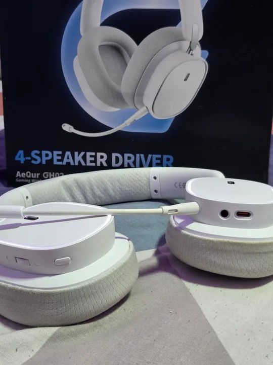 Headset Gamer Sem Fio 2.4ghz Bluetooth Baseus AeOur GH02 - 4 Drivers - Bluetooth - Branco - Foto 5
