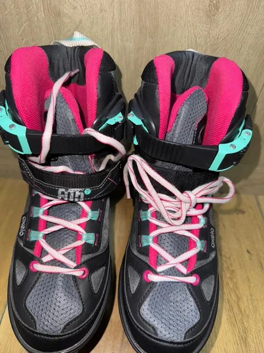 Kit Patins Inline Oxelo Fit 5 + Proteções - Foto 3