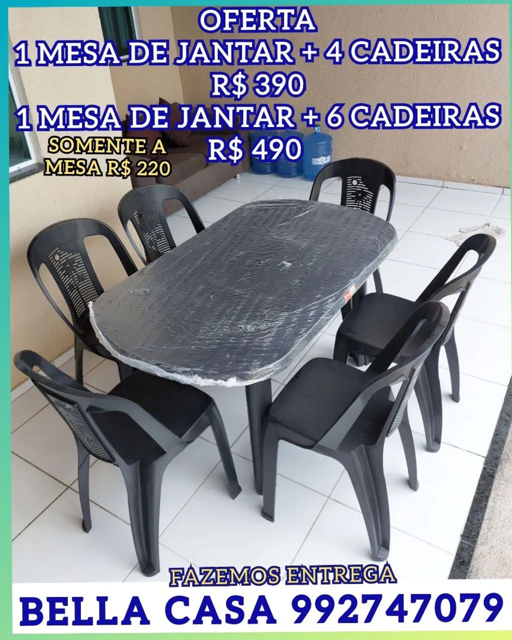 MESA RETANGULAR COR PRETA ENTREGO HOJE 