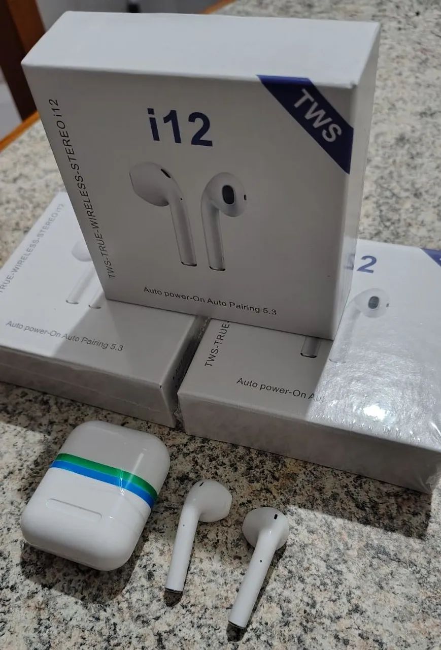 Fone de Ouvido Bluetooth TWS i12 - Novo