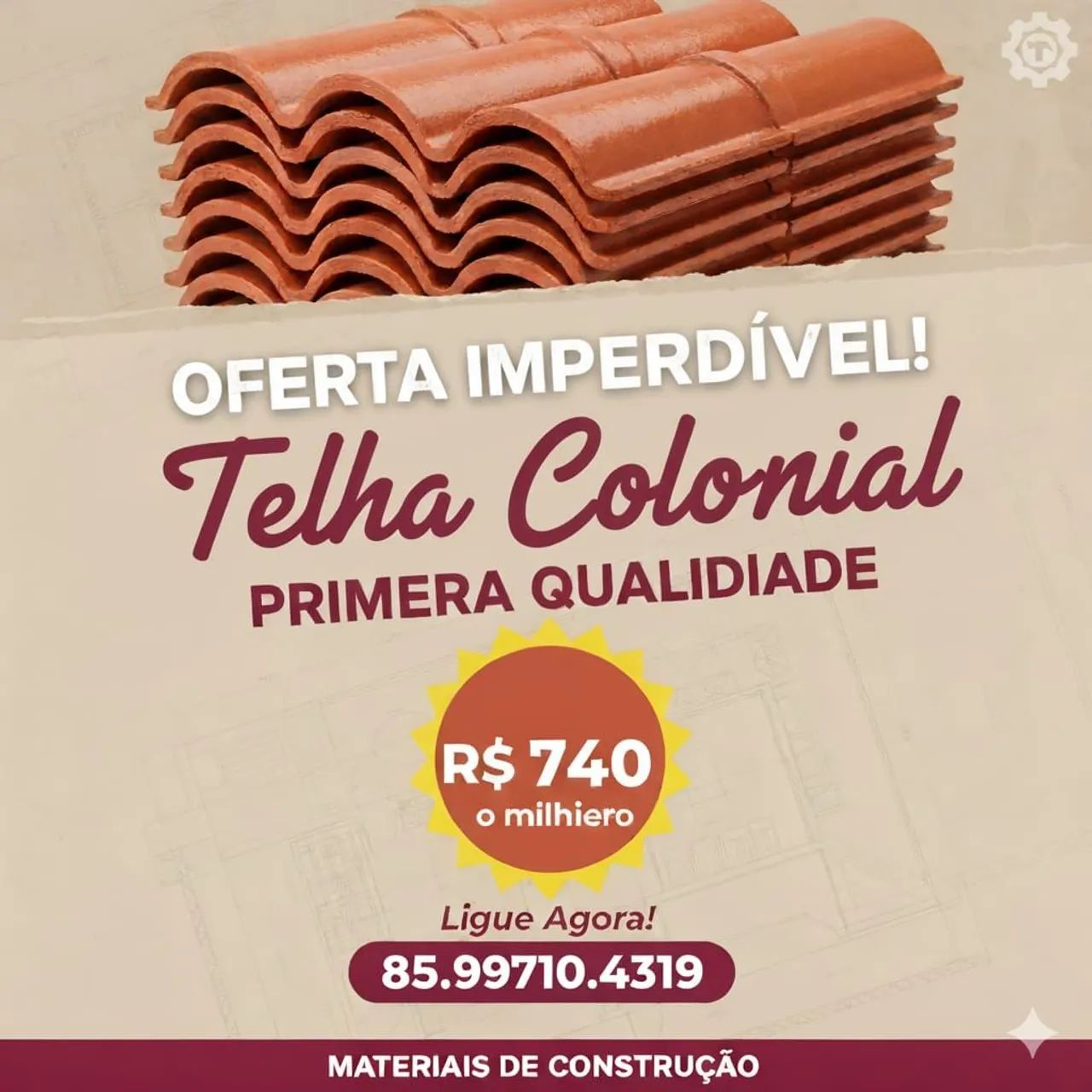 Telha colônial primeira 