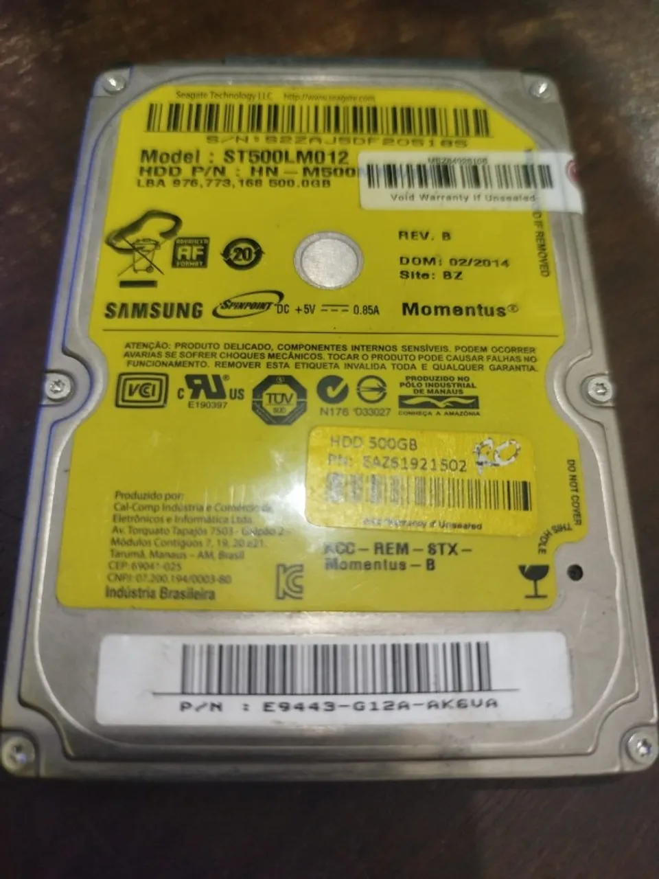 HD P/ NOTEBOOK SAMSUNG 500GB 2,5