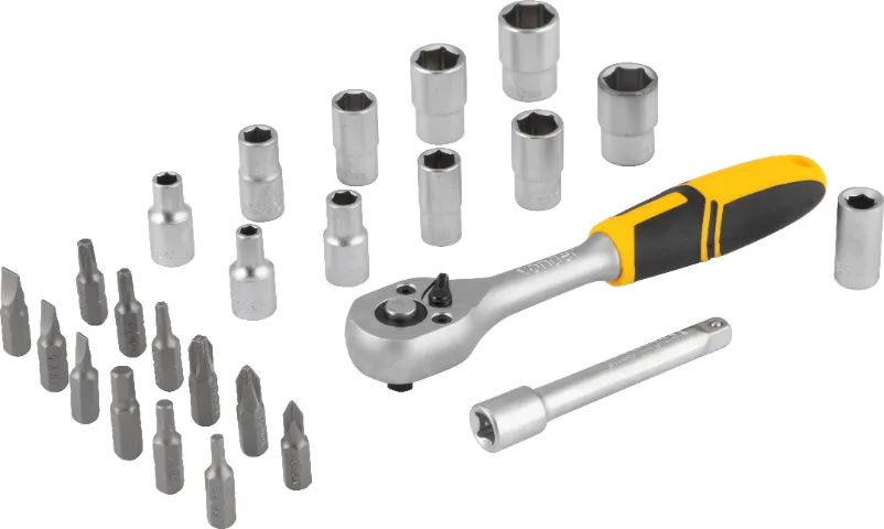 Jogo de soquetes e ponteiras com encaixe de 1/4", 4 mm a 13 mm, com 25 peças VONDER 