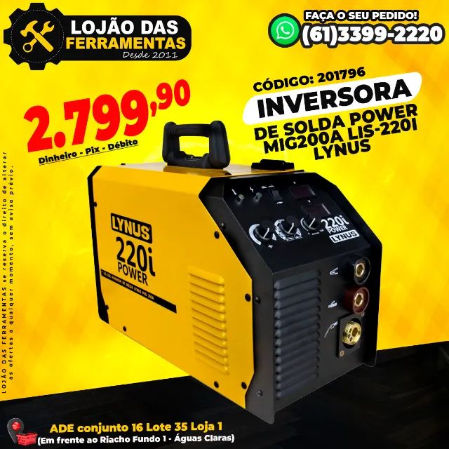 Inversora de Solda Power MIG200A LIS-220I Lynus 