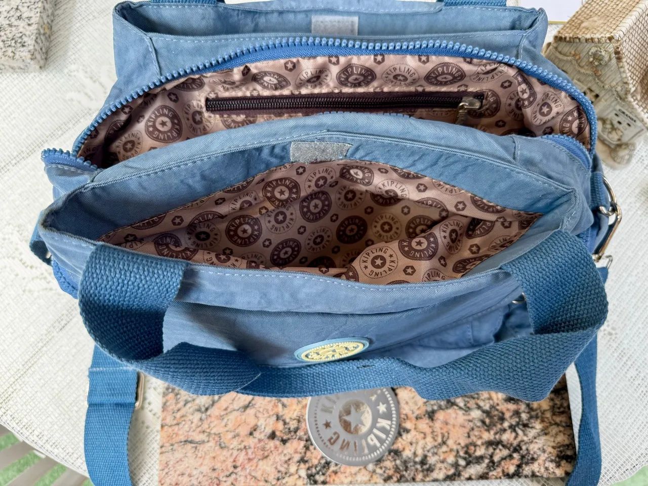 Bolsa Kipling Azul média  - Foto 3