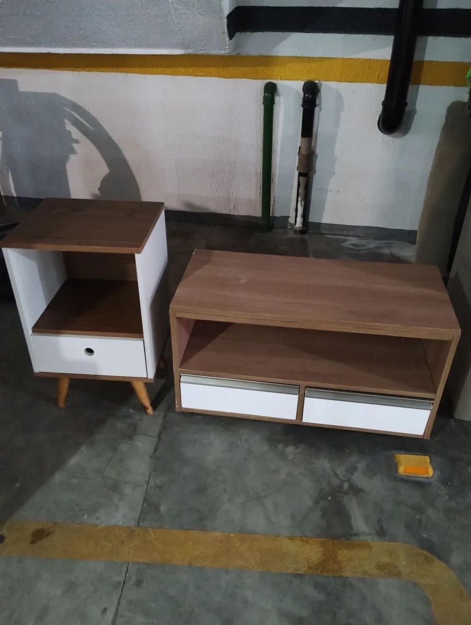 Armário banheiro 2 Gaveteiros Modernos - Branco e Amadeirado - Foto 2