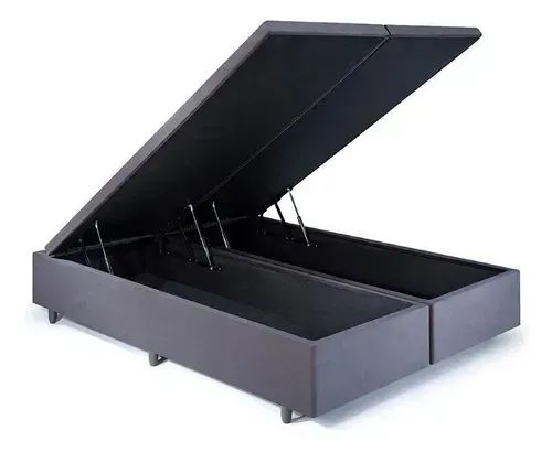 Base Box Baú Casal Bipartido Blindado Cinza - Entrega Rápida! 