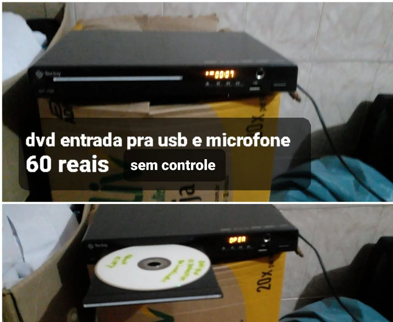 DVD Player com entrada USB e microfone