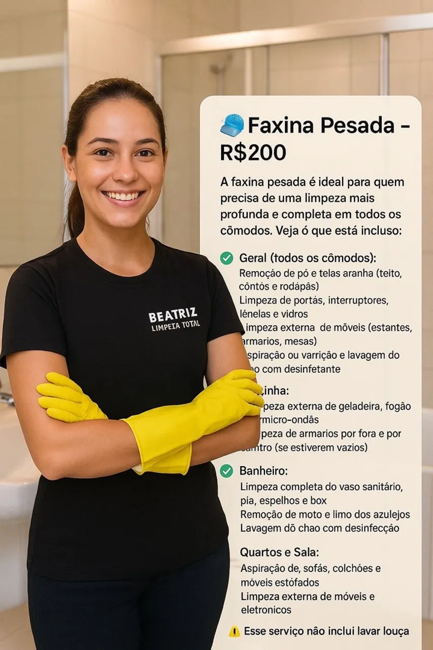 Faxina pesada até 6 cômodos profissional 