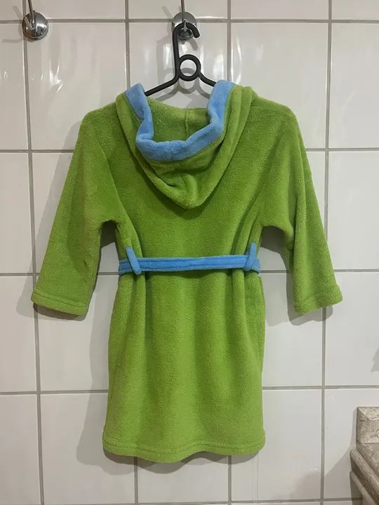 Roupão de Banho Infantil Dinossauro Verde Tamanho M - Foto 4