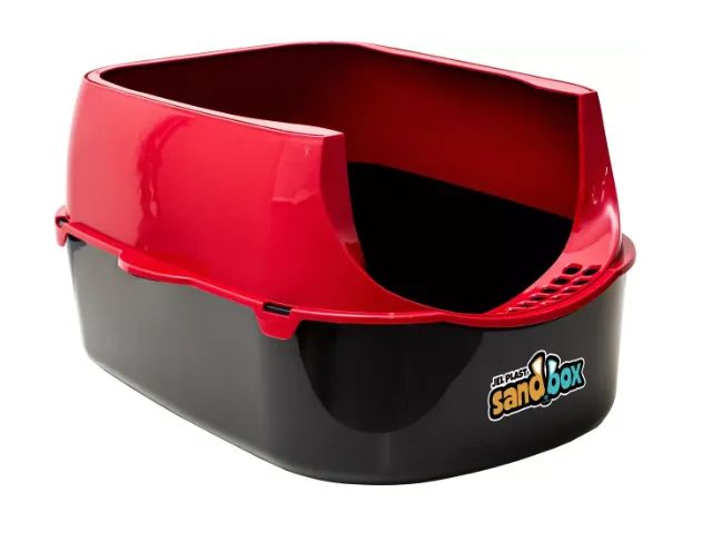 Caixa de Areia Para Gatos Vermelha Furba Sandbox Com Comedouros e Pazinha - Jel Plast - Foto 2