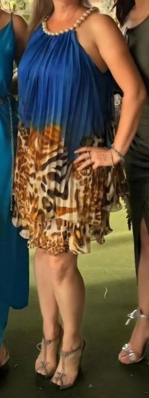 Vestido plissado M com gola em pérolas - Foto 2