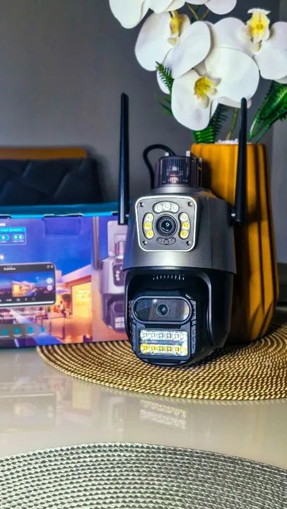 Câmera de Segurança Dupla Com Sirene