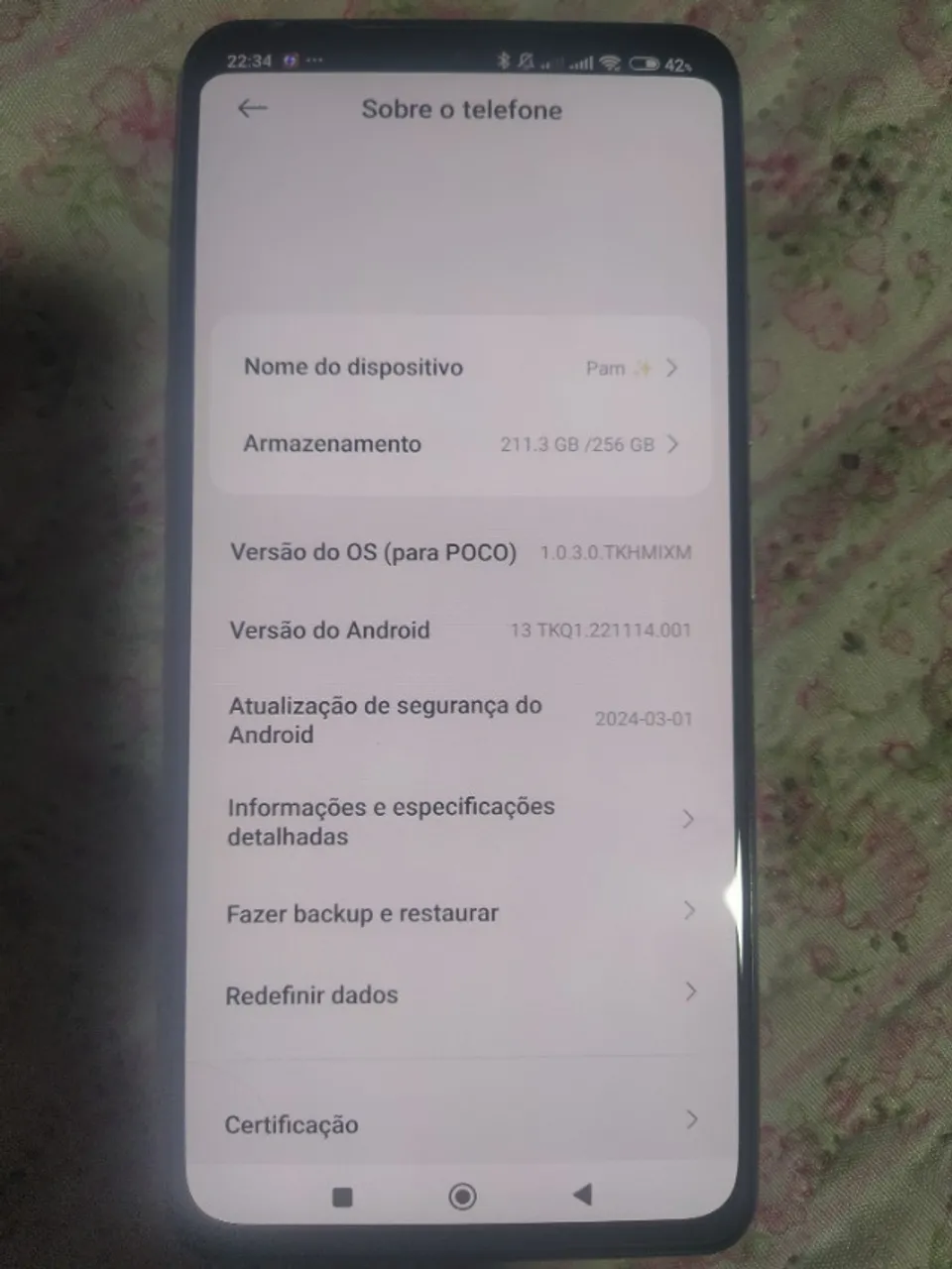 Celular Poço F3 Branco Pérola