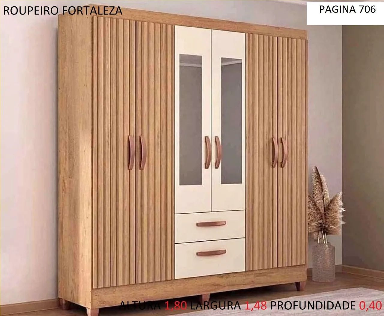 Guarda-Roupa 6 Portas com Espelho - Foto 2