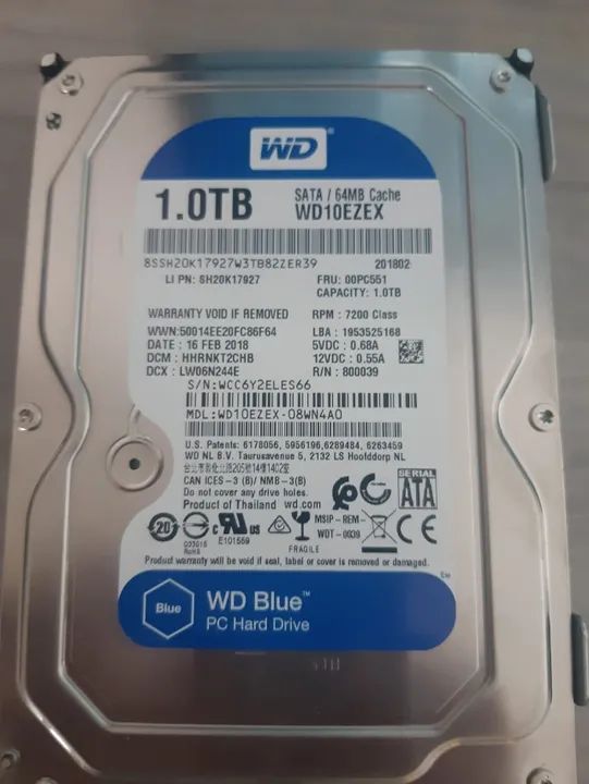 HD 3,5 para PC, Western Digital de 1Tb 64Mb de Cache