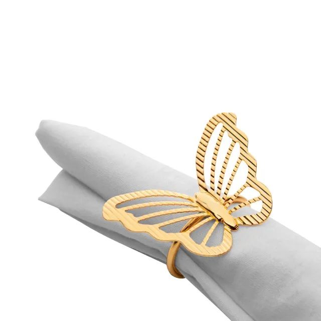 6 Anéis Para Guardanapos Butterfly Wolff Dourado ou Prateado Metal - Foto 2