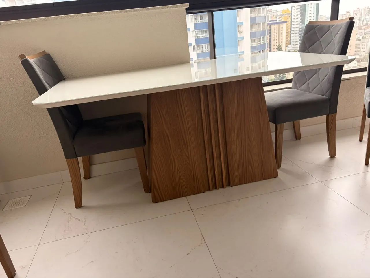 Mesa de jantar 6 cadeiras tampo de vidro 1,70m - Foto 5